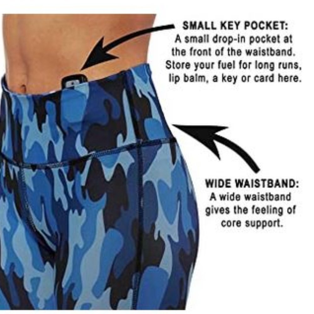 Camouflage Print Yoga leggings V shaped back Compression Workout Pants - Picture 6 of 6